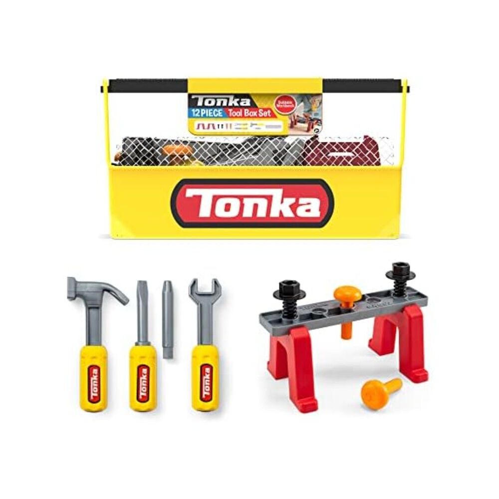 Tonka Tough Builders, Tough Toolbox Set, Tools playset– Made with Sturdy Plastic
